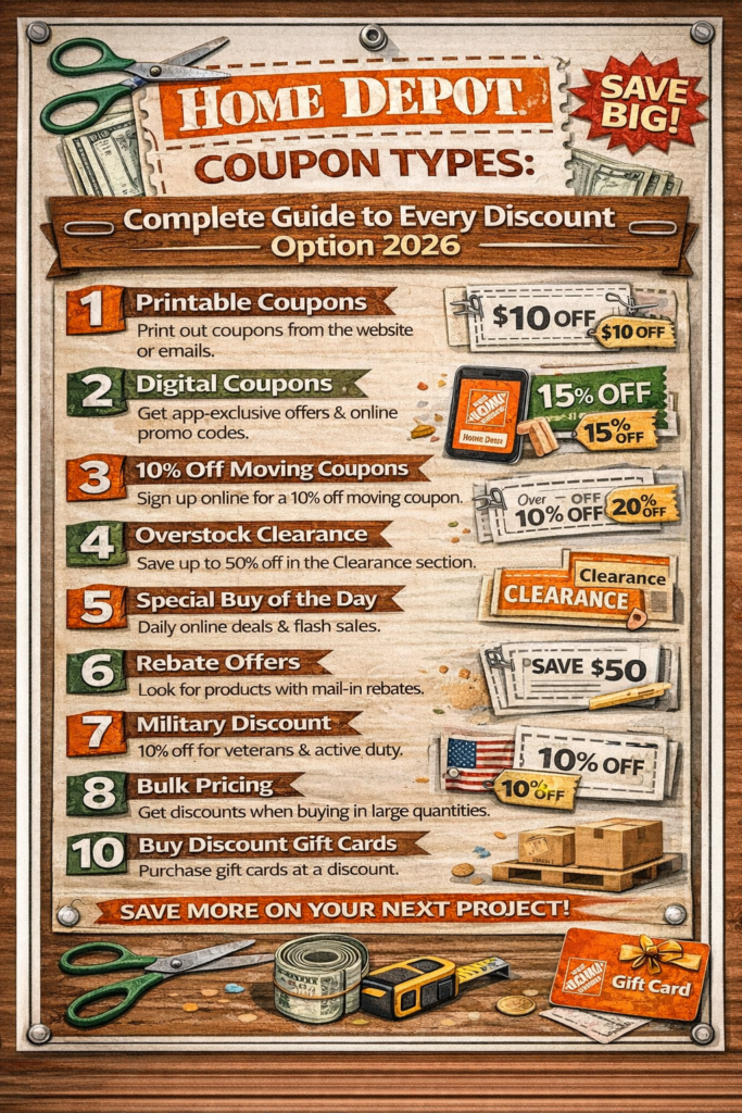 Home Depot Coupon Types